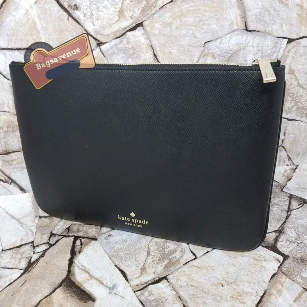 Black MEOW CAT LARGE ZIP POUCH CLUTCH WLR00592 NWT $109 KATE SPADE #Bagsavenue - Picture 6 of 7